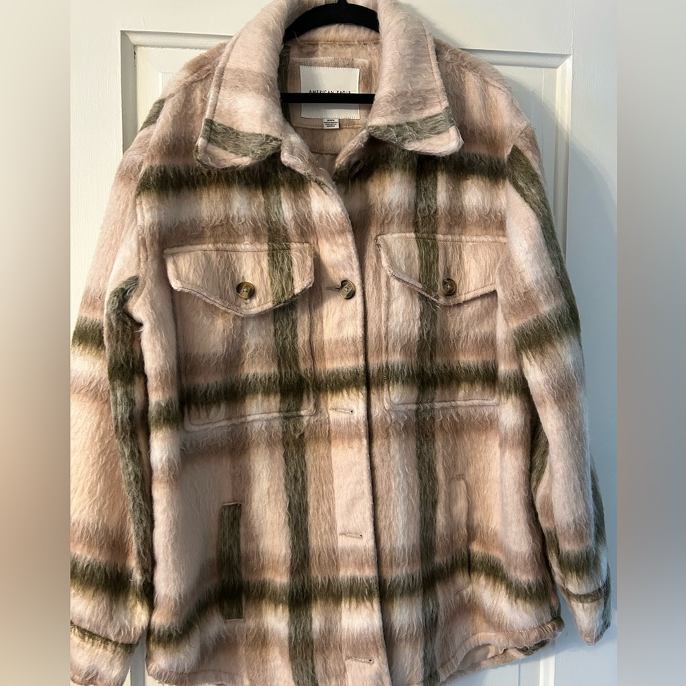 American Eagle Outfitters Striped Teddy Jacket